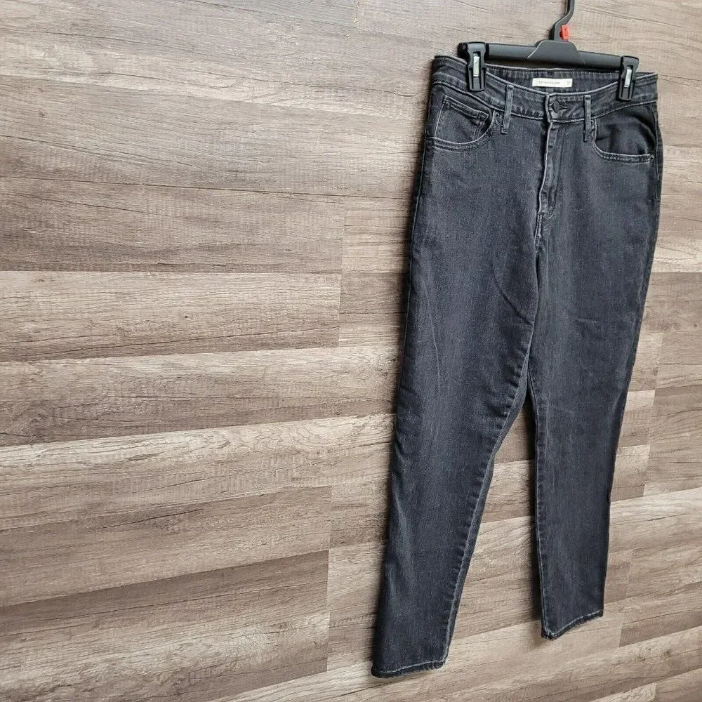 Levi's 721 High‎ Rise Skinny Ankle Jeans Size 31 Womens Black Charcoal Wash